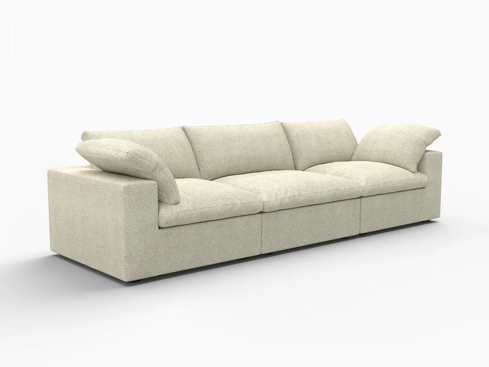 WJS Home 3 Piece Cotton and Linen Khaki Couch Sectionals 120 Cloud Like Comfort 3 Seater_5