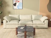 WJS Home 3 Piece Cotton and Linen Khaki Couch Sectionals 120 Cloud Like Comfort 3 Seater_6