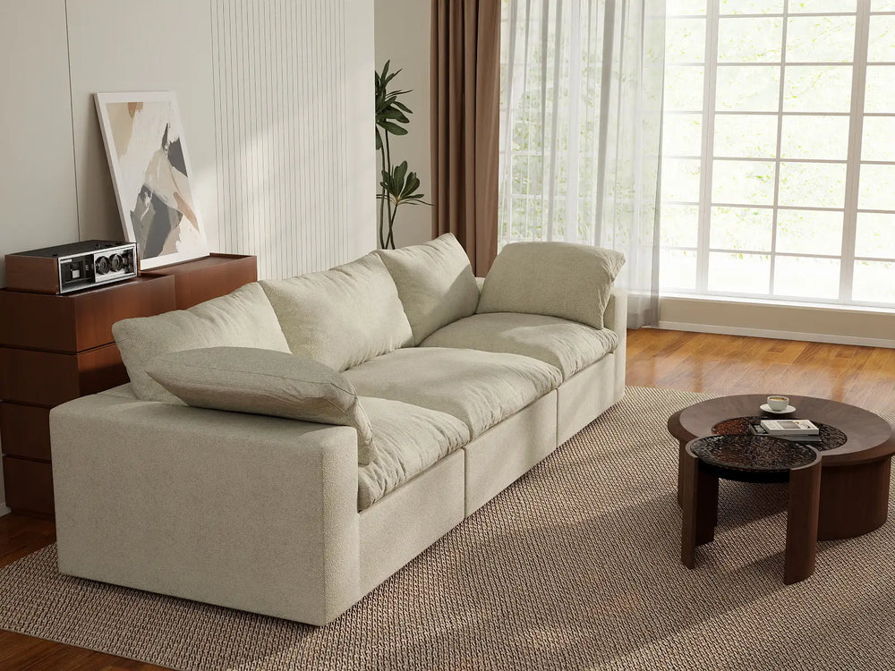 WJS Home 3 Piece Cotton and Linen Khaki Couch Sectionals 120 Cloud Like Comfort 3 Seater_7