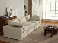 WJS Home 3 Piece Cotton and Linen Khaki Couch Sectionals 120 Cloud Like Comfort 3 Seater_7