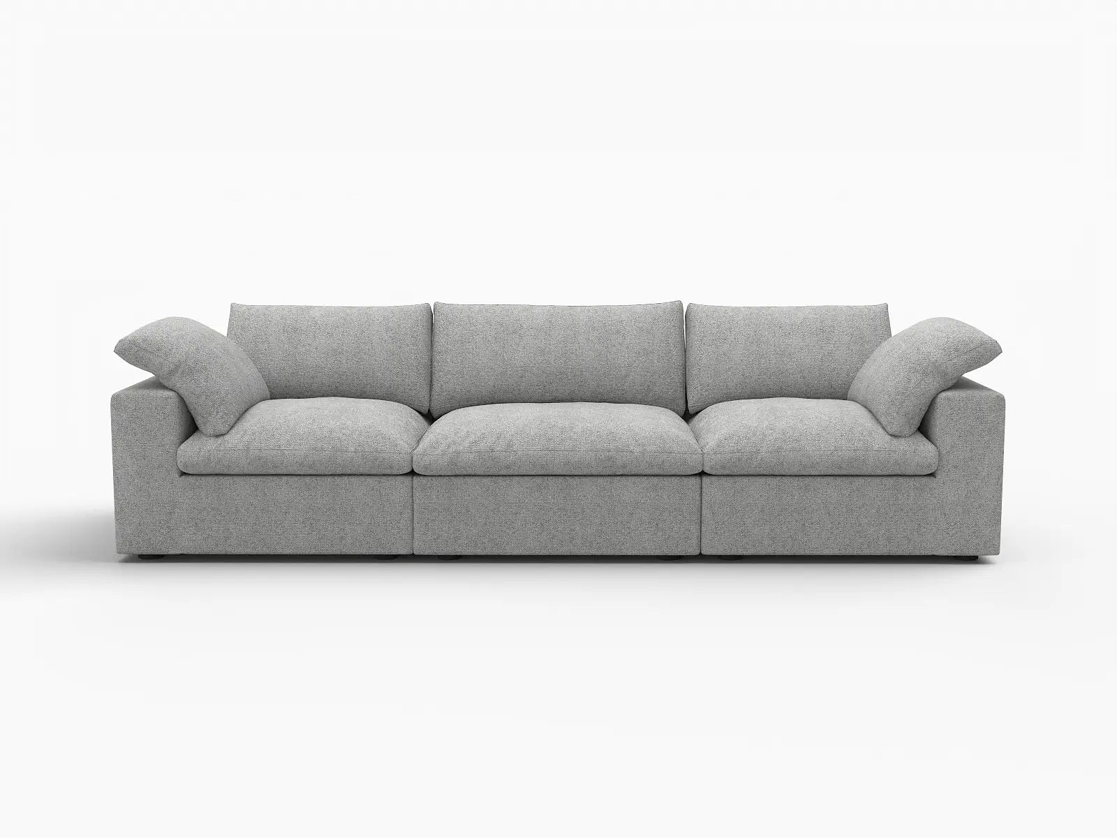 WJS Home 3 Piece Cotton and Linen Light Grey Couch Sectionals 120 Flexible Armrest Pillows 3 Seater_4