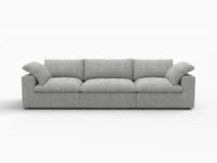 WJS Home 3 Piece Cotton and Linen Light Grey Couch Sectionals 120 Flexible Armrest Pillows 3 Seater_4