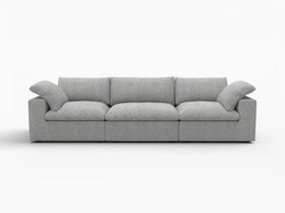 Deluxe Premium Cloud Sectional Sofas Covers | Light Grey Cotton and Linen Sofa Cover for 3-Seater