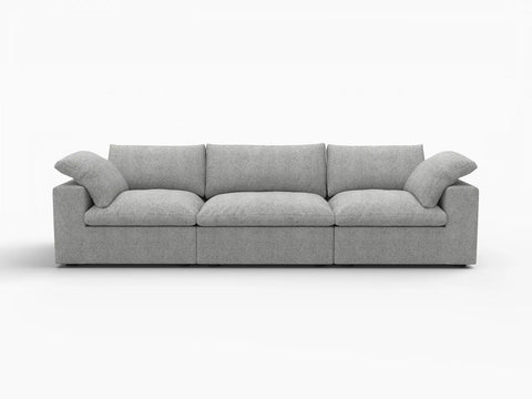 Deluxe Premium Cloud Sectional Sofas Covers | Light Grey Cotton and Linen Sofa Cover for 3-Seater
