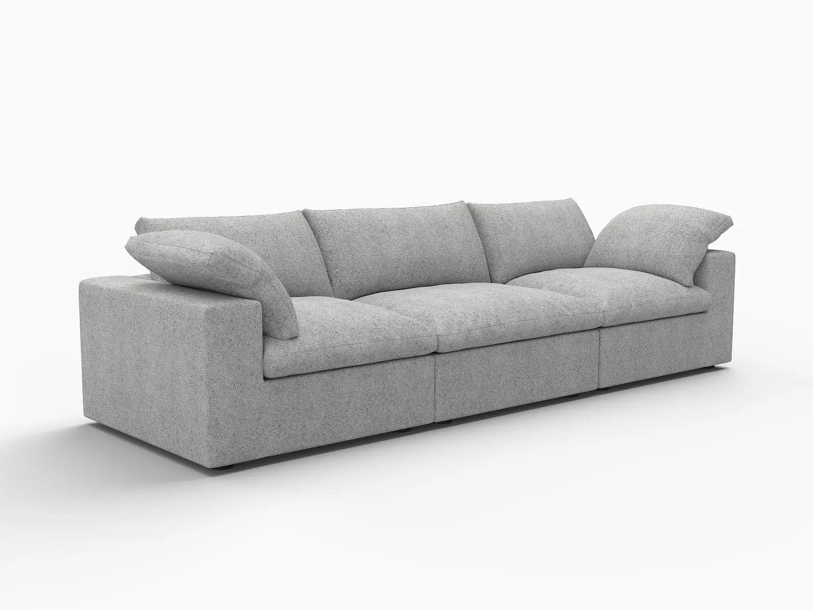WJS Home 3 Piece Cotton and Linen Light Grey Couch Sectionals 120 Flexible Armrest Pillows 3 Seater_5