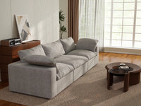 WJS Home 3 Piece Cotton and Linen Light Grey Couch Sectionals 120 Flexible Armrest Pillows 3 Seater_7