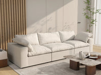 WJS Home 3 Piece Cotton and Linen White Couch Sectionals 120 Storage Ottoman 3 Seater_1
