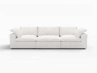 WJS Home 3 Piece Cotton and Linen White Couch Sectionals 120 Storage Ottoman 3 Seater_4