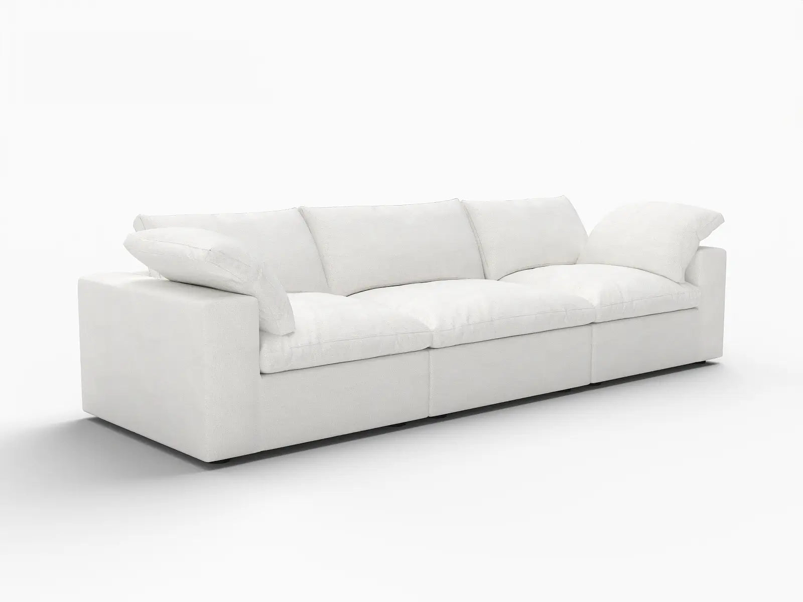 WJS Home 3 Piece Cotton and Linen White Couch Sectionals 120 Storage Ottoman 3 Seater_5