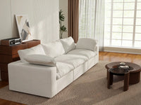 WJS Home 3 Piece Cotton and Linen White Couch Sectionals 120 Storage Ottoman 3 Seater_7