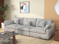 WJS Home 3 Piece Light Grey Linen Couch Sectionals 3 Seater_1