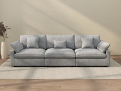 Deluxe Slope Cloud Sectional Sofas | 3-Piece Light Grey Linen Couch Sectionals 3-Seater