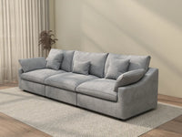 WJS Home 3 Piece Light Grey Linen Couch Sectionals 3 Seater_3
