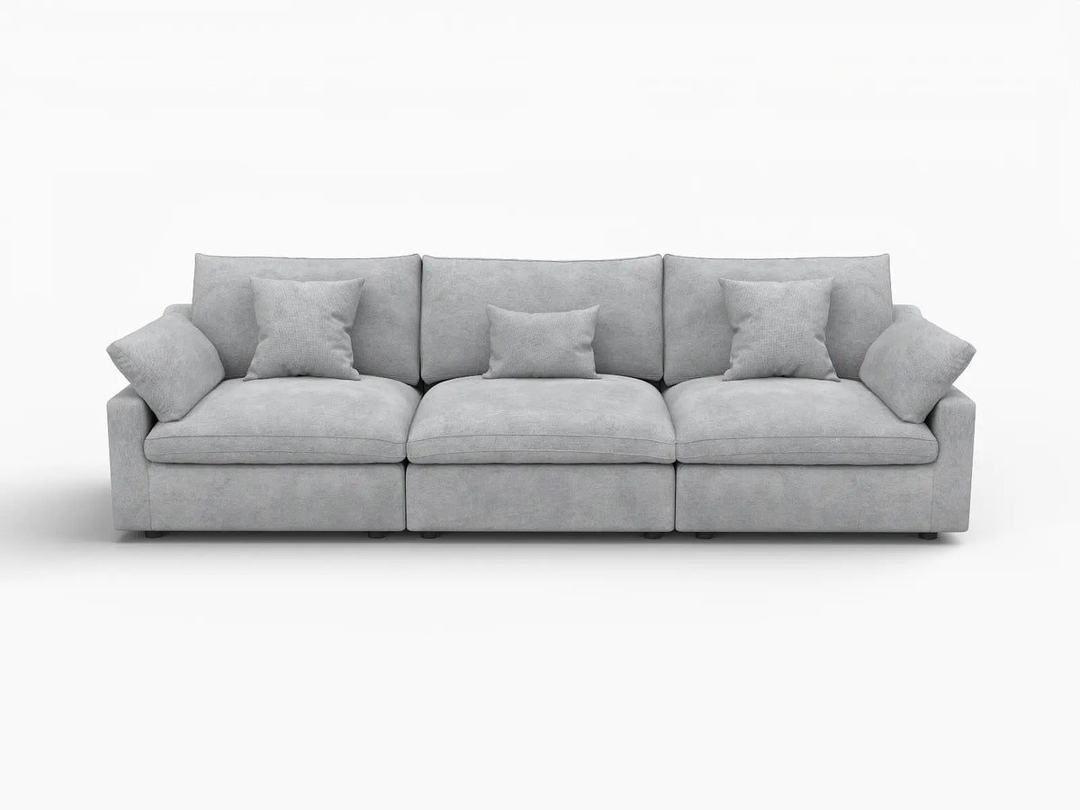 WJS Home 3 Piece Light Grey Linen Couch Sectionals 3 Seater_4
