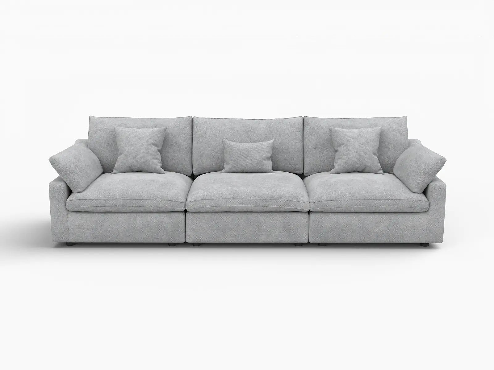 WJS Home 3 Piece Light Grey Linen Couch Sectionals 3 Seater_4