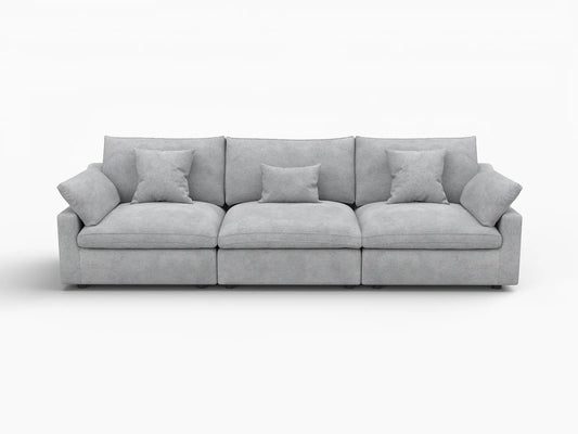 WJS Home 3 Piece Light Grey Linen Couch Sectionals 3 Seater_4