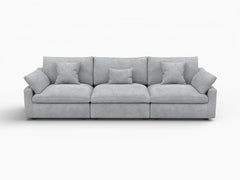 Deluxe Slope Cloud Sectional Sofa Covers | Light Grey Chenille and Linen Sofa Cover for 3-Seater