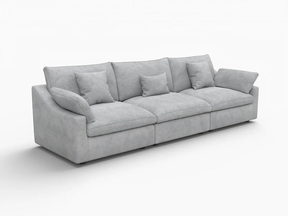 WJS Home 3 Piece Light Grey Linen Couch Sectionals 3 Seater_5