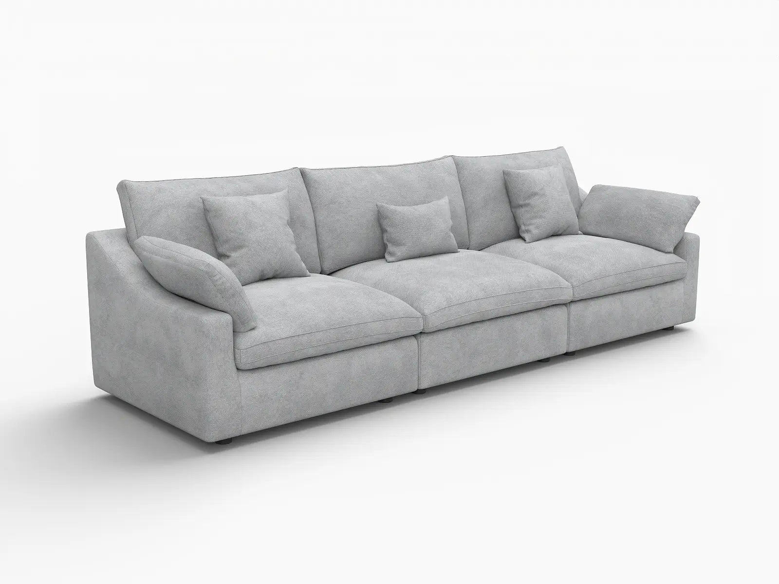 WJS Home 3 Piece Light Grey Linen Couch Sectionals 3 Seater_5