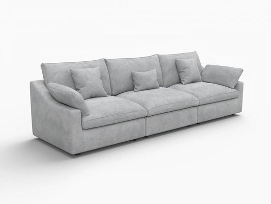 WJS Home 3 Piece Light Grey Linen Couch Sectionals 3 Seater_5