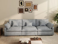 WJS Home 3 Piece Light Grey Linen Couch Sectionals 3 Seater_6