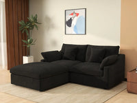 WJS Home 3 Piece Linen Black Chaise Sectionals 80 Modular Design 3 Seater_1