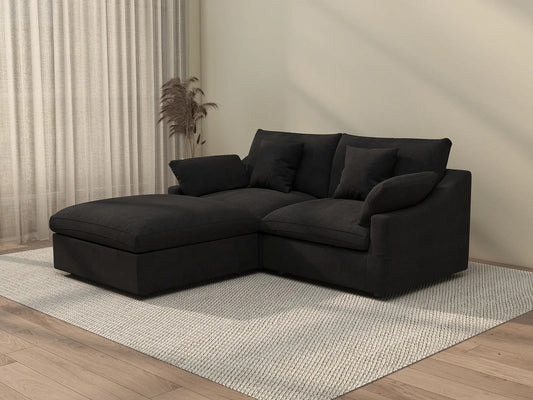 WJS Home 3 Piece Linen Black Chaise Sectionals 80 Modular Design 3 Seater_3