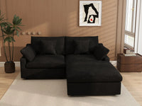 WJS Home 3 Piece Linen Black Chaise Sectionals 80 Modular Design 3 Seater_6