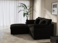 WJS Home 3 Piece Linen Black Chaise Sectionals 80 Modular Design 3 Seater_7