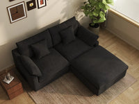 WJS Home 3 Piece Linen Black Chaise Sectionals 80 Modular Design 3 Seater_8