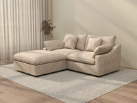 WJS Home 3 Piece Linen Khaki Chaise Sectionals 2 Seater With 1 Ottoman_3
