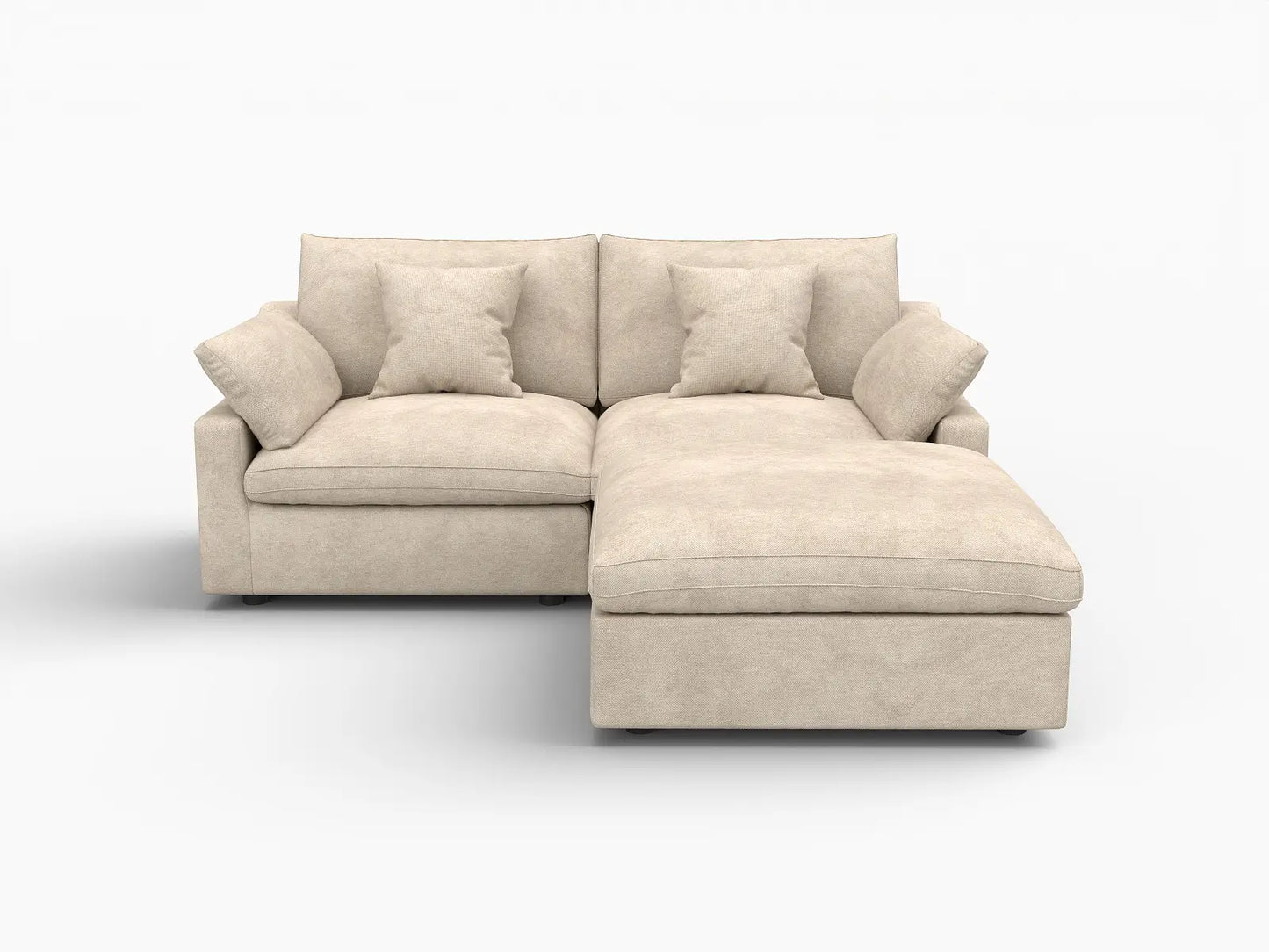 WJS Home 3 Piece Linen Khaki Chaise Sectionals 2 Seater With 1 Ottoman_4