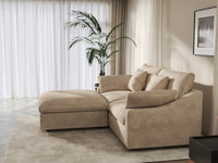 WJS Home 3 Piece Linen Khaki Chaise Sectionals 2 Seater With 1 Ottoman_7