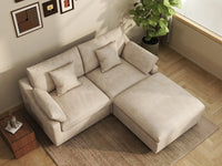 WJS Home 3 Piece Linen Khaki Chaise Sectionals 2 Seater With 1 Ottoman_8