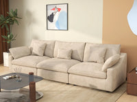 WJS Home 3 Piece Linen Khaki Couch Sectionals 3 Seater_1