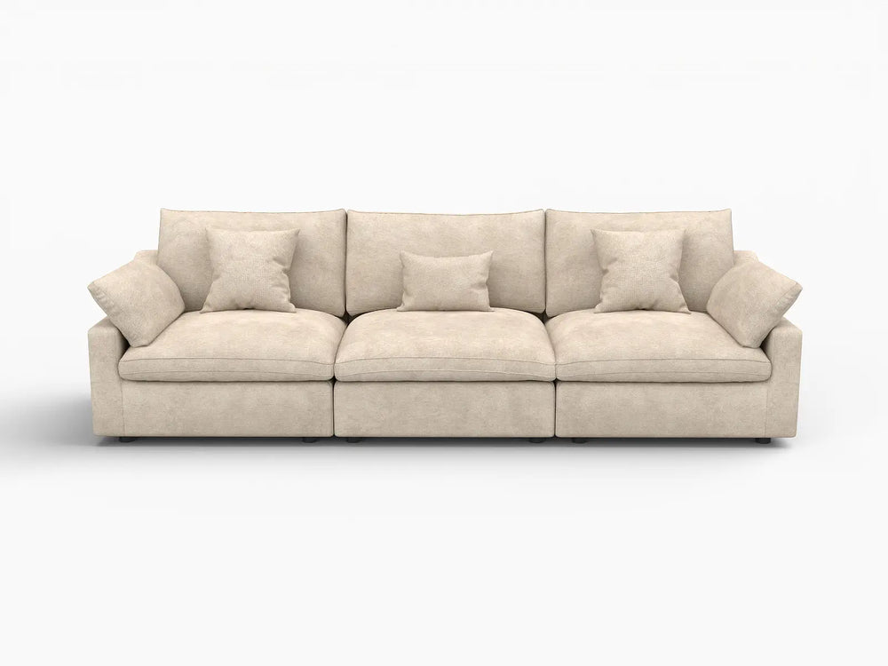WJS Home 3 Piece Linen Khaki Couch Sectionals 3 Seater_4