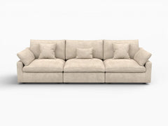 Deluxe Slope Cloud Sectional Sofa Covers | Khaki Chenille and Linen Sofa Cover for 3-Seater