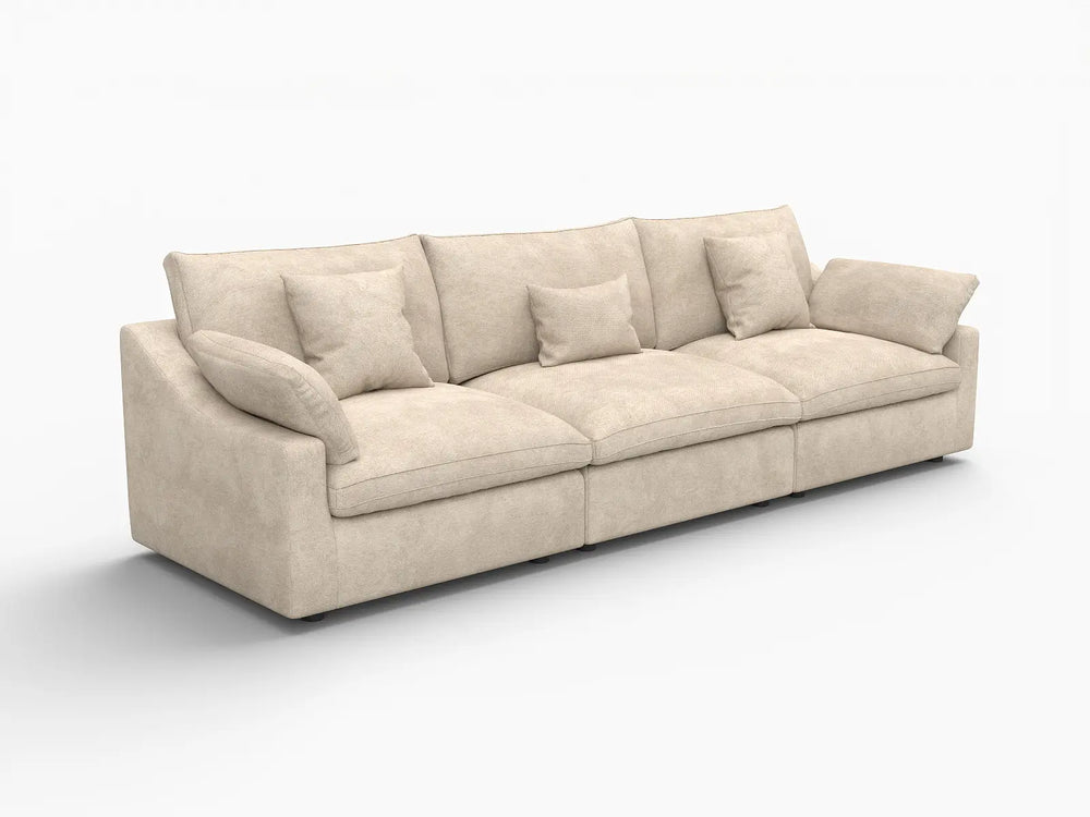 WJS Home 3 Piece Linen Khaki Couch Sectionals 3 Seater_5