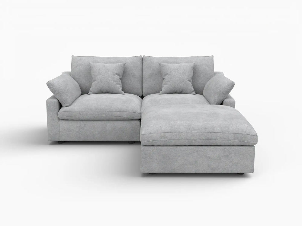 WJS Home 3 Piece Linen Light Grey Chaise Sectionals 80 Modular Design 2 Seater_4