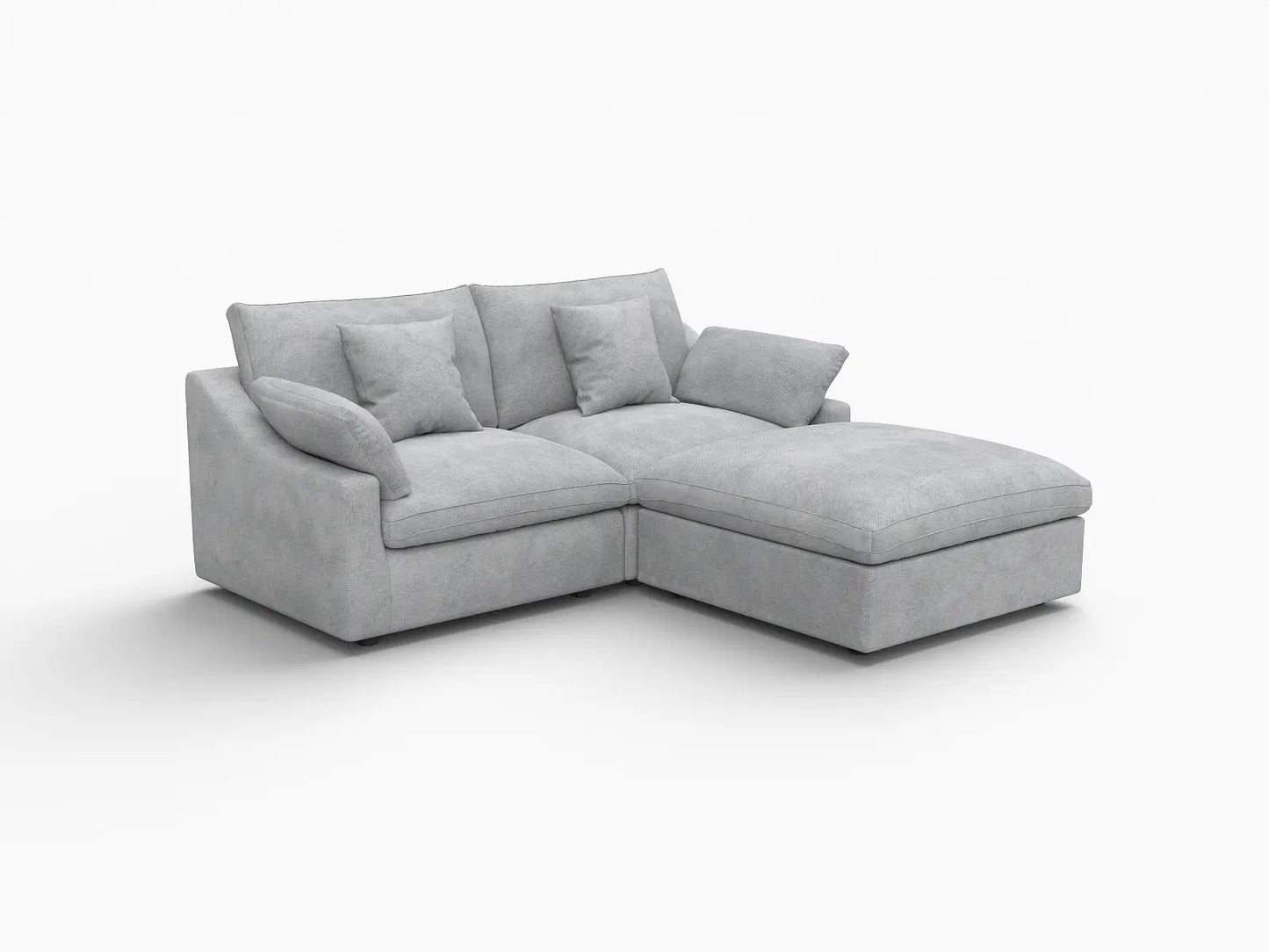 WJS Home 3 Piece Linen Light Grey Chaise Sectionals 80 Modular Design 2 Seater_5