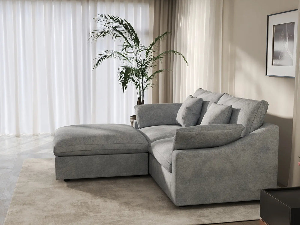 WJS Home 3 Piece Linen Light Grey Chaise Sectionals 80 Modular Design 2 Seater_7