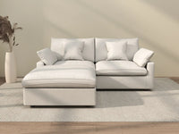 WJS Home 3 Piece Linen White Chaise Sectionals 80 Modular Design 2 Seater_2
