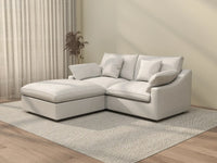 WJS Home 3 Piece Linen White Chaise Sectionals 80 Modular Design 2 Seater_3