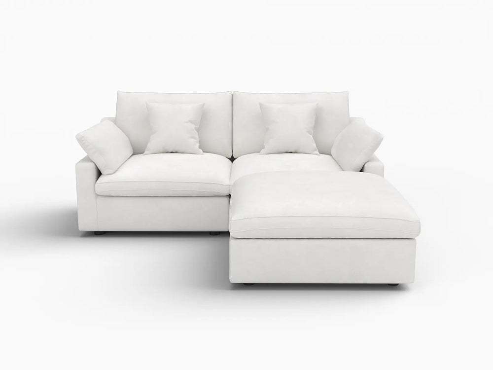 WJS Home 3 Piece Linen White Chaise Sectionals 80 Modular Design 2 Seater_4