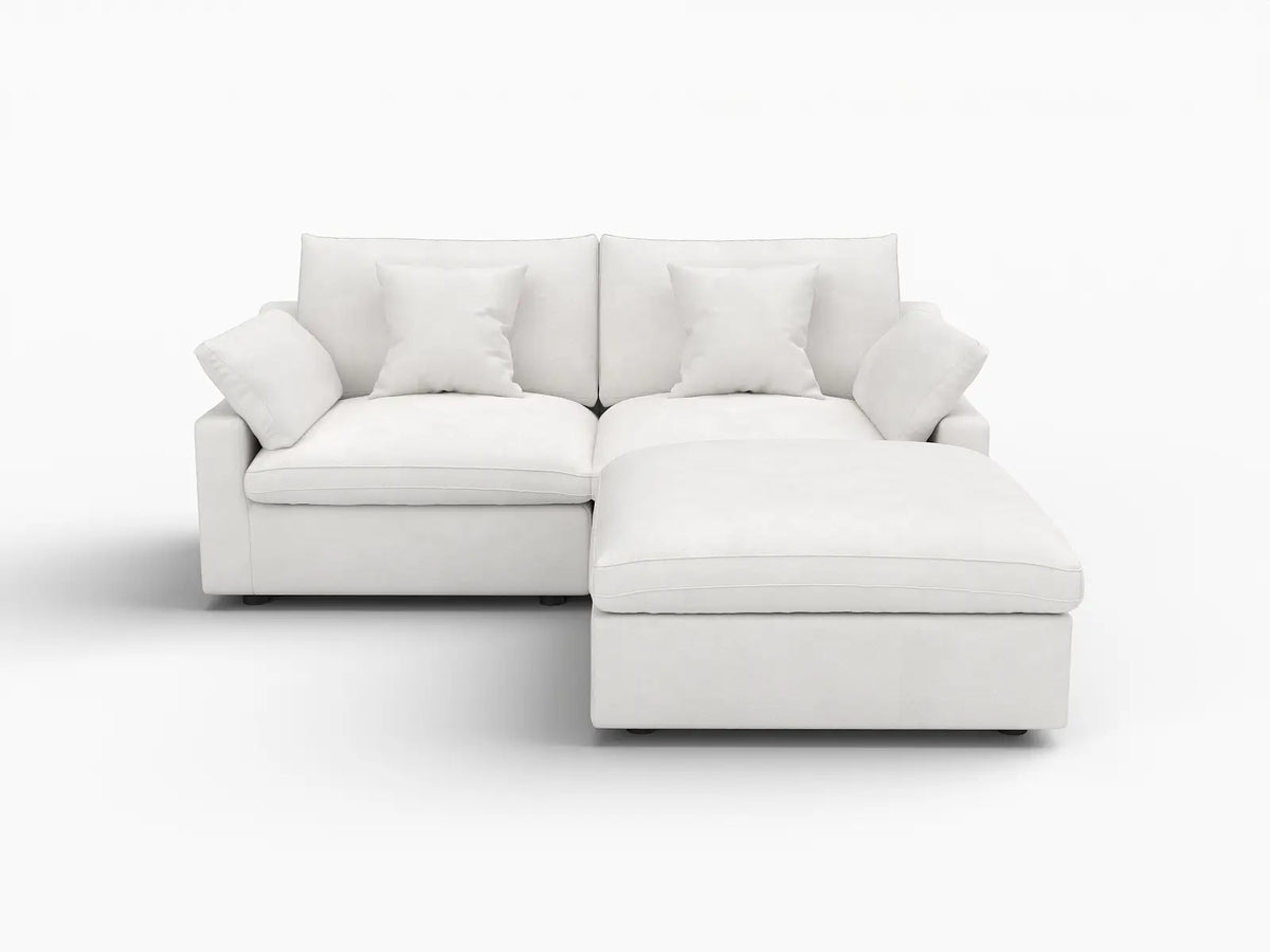 WJS Home 3 Piece Linen White Chaise Sectionals 80 Modular Design 2 Seater_4