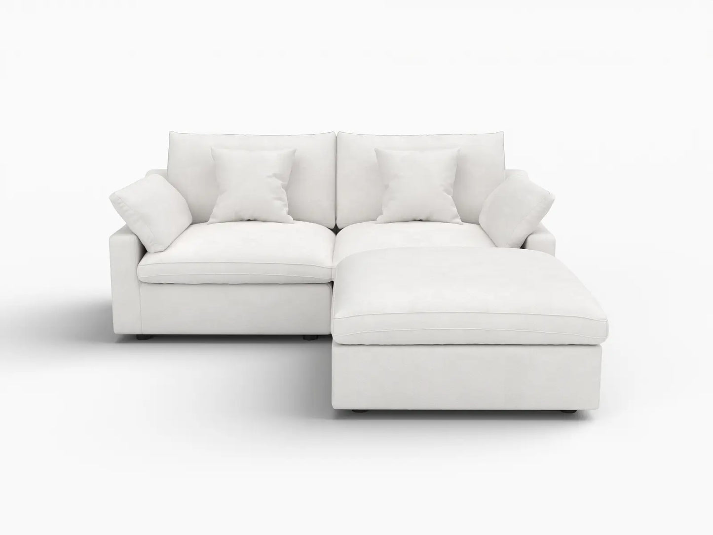 WJS Home 3 Piece Linen White Chaise Sectionals 80 Modular Design 2 Seater_4