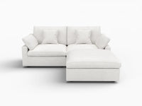 WJS Home 3 Piece Linen White Chaise Sectionals 80 Modular Design 2 Seater_4