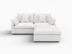 Deluxe Slope Cloud Sectional Sofa Covers | White Chenille and Linen Sofa Cover for 2-Seater with 1-Ottoman