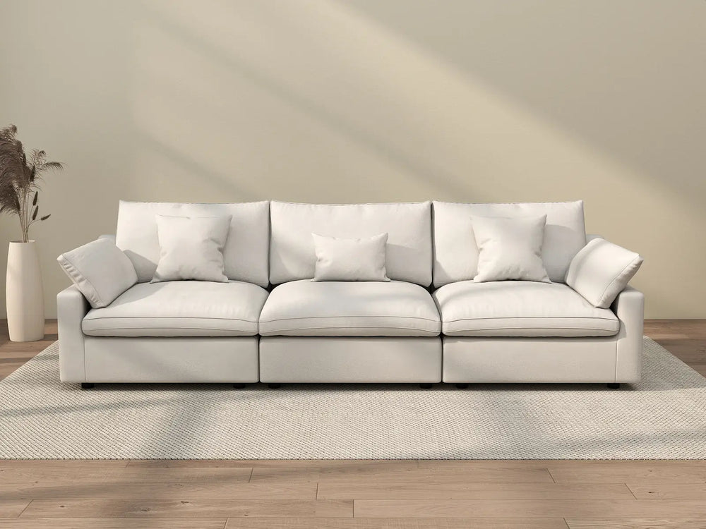 WJS Home 3 Piece White Linen Couch Sectionals 3 Seater_2