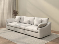 WJS Home 3 Piece White Linen Couch Sectionals 3 Seater_3